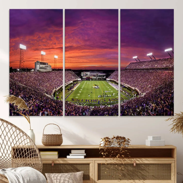 East Carolina University Pirates Football Team Print - Greenville Dowdy-Ficklen Stadium Wall Art Canvas Print