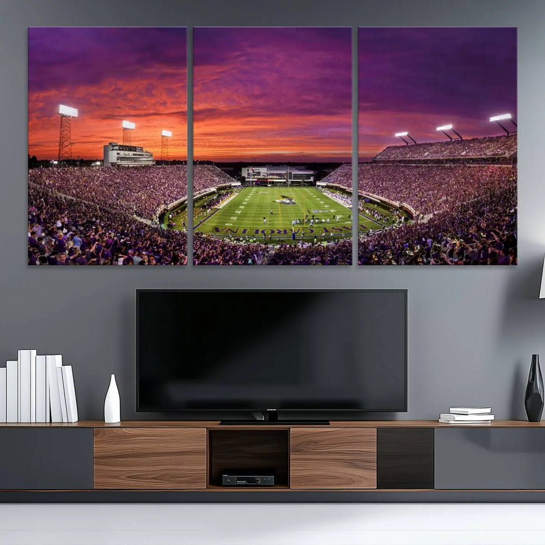 East Carolina University Pirates Football Team Print - Greenville Dowdy-Ficklen Stadium Wall Art Canvas Print