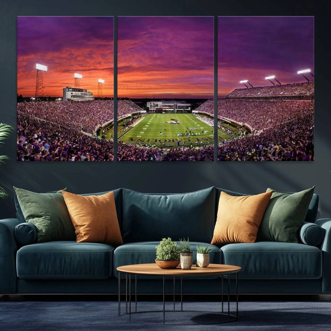 East Carolina University Pirates Football Team Print - Greenville Dowdy-Ficklen Stadium Wall Art Canvas Print