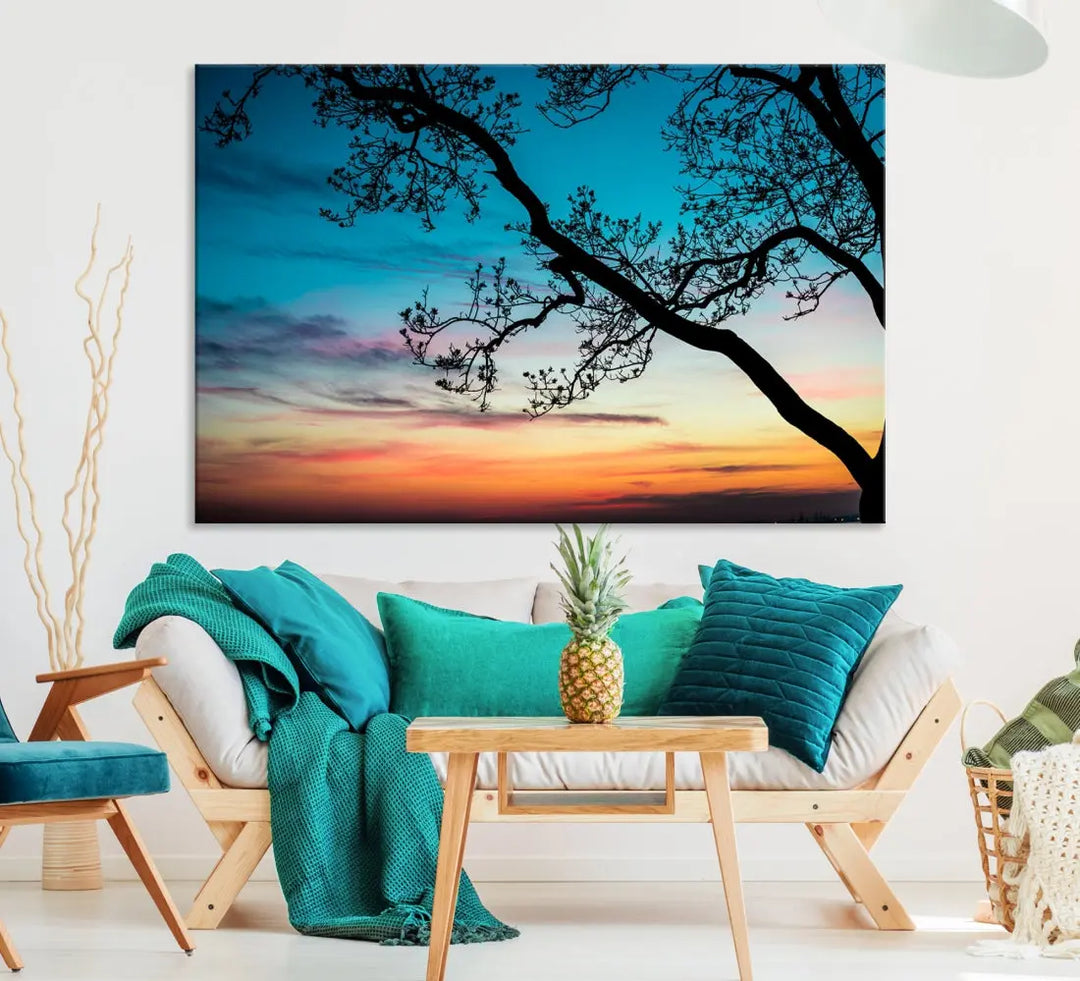 Endearing Sunset Wall Art Canvas Print Large Beach Coastal Wall Decor