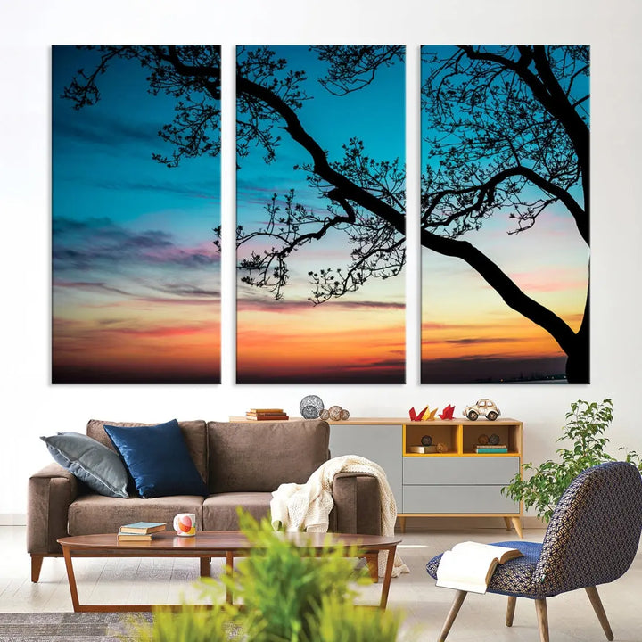 Endearing Sunset Wall Art Canvas Print Large Beach Coastal Wall Decor