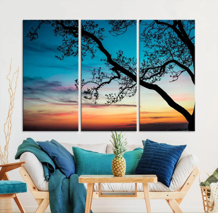 Endearing Sunset Wall Art Canvas Print Large Beach Coastal Wall Decor