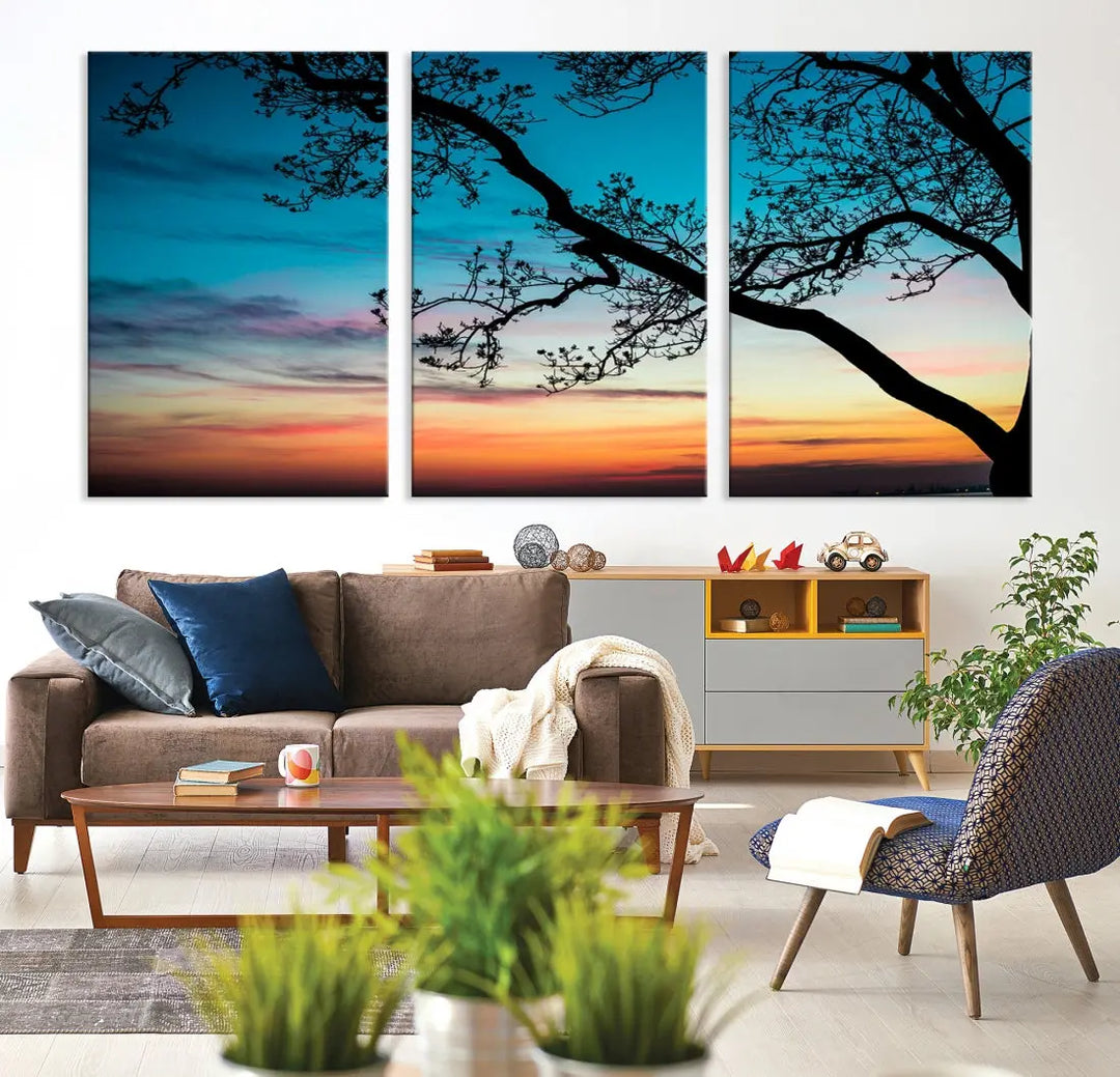 Endearing Sunset Wall Art Canvas Print Large Beach Coastal Wall Decor