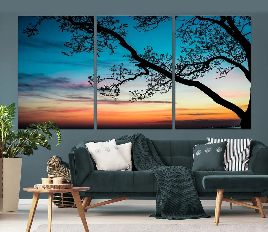 Endearing Sunset Wall Art Canvas Print Large Beach Coastal Wall Decor