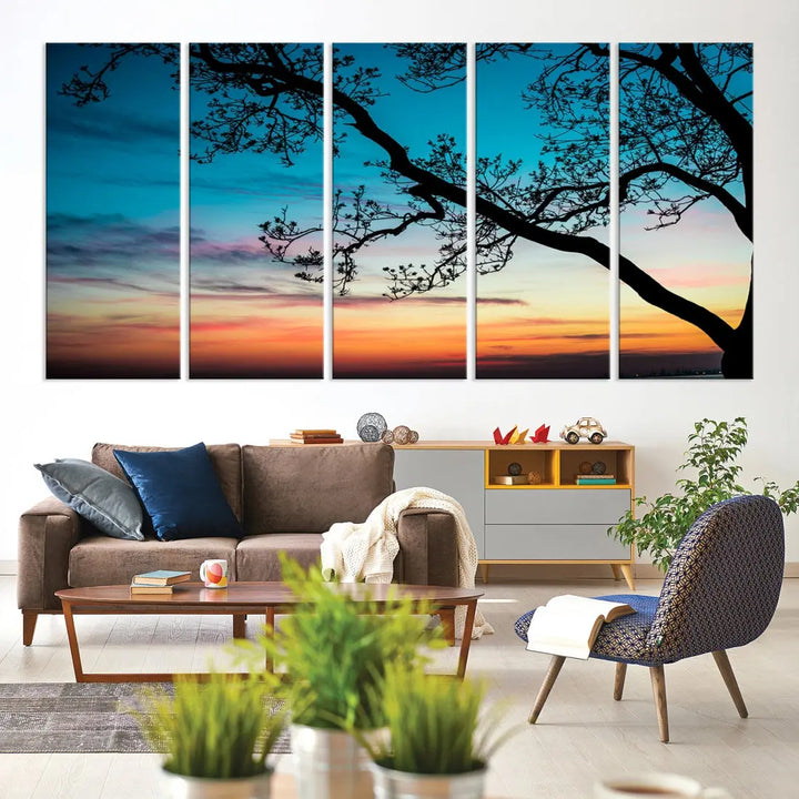 Endearing Sunset Wall Art Canvas Print Large Beach Coastal Wall Decor