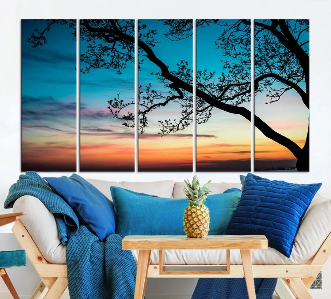 Endearing Sunset Wall Art Canvas Print Large Beach Coastal Wall Decor