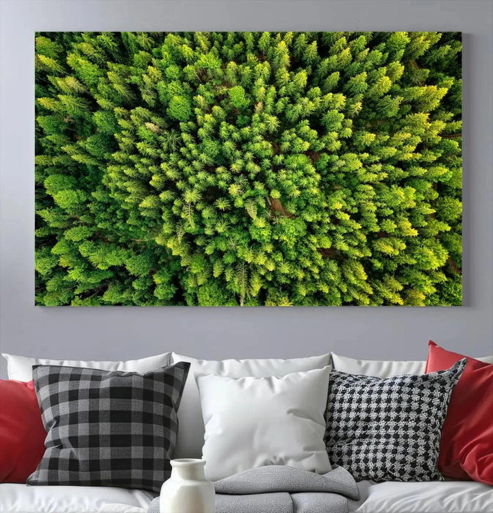 Extra Large Aerial Green Forest Printed on Canvas Framed Wall Art