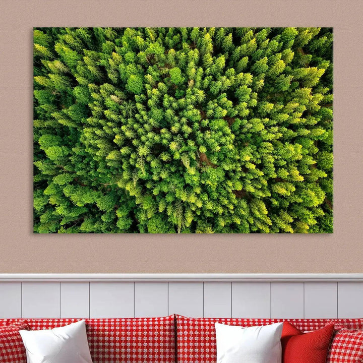 Extra Large Aerial Green Forest Printed on Canvas Framed Wall Art