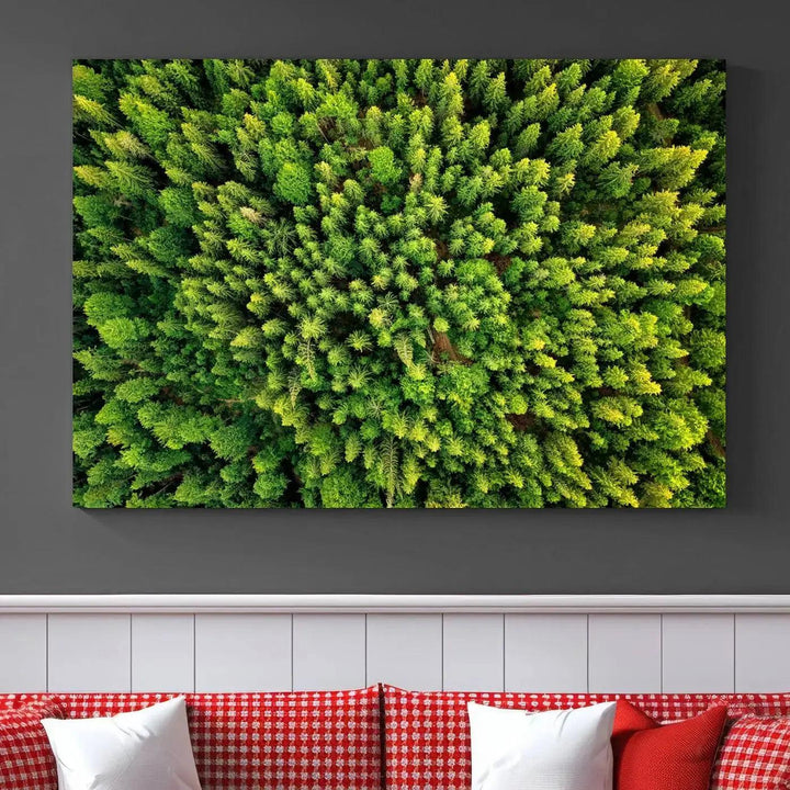 Extra Large Aerial Green Forest Printed on Canvas Framed Wall Art