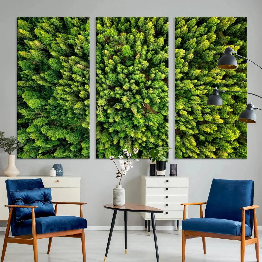 Extra Large Aerial Green Forest Printed on Canvas Framed Wall Art