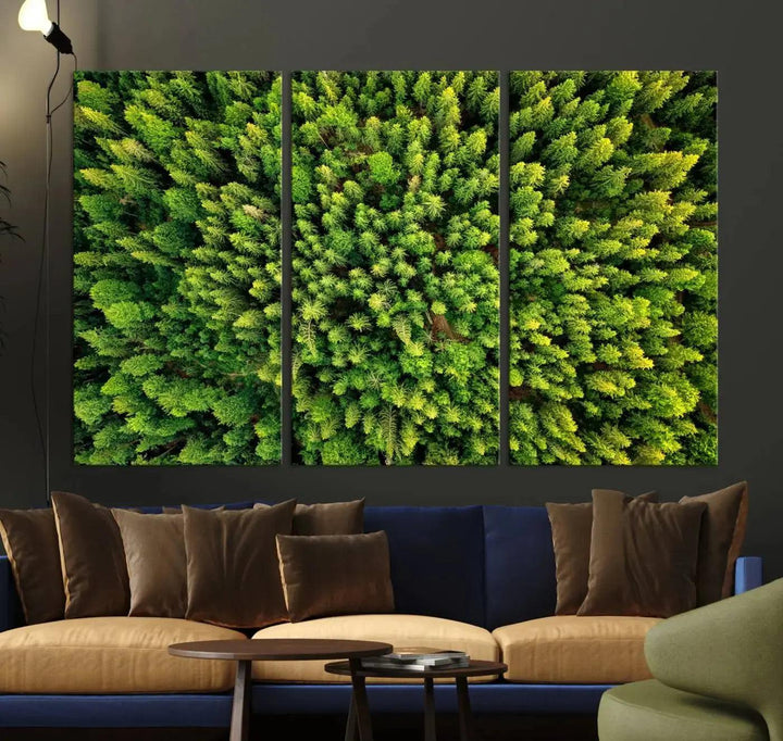 Extra Large Aerial Green Forest Printed on Canvas Framed Wall Art