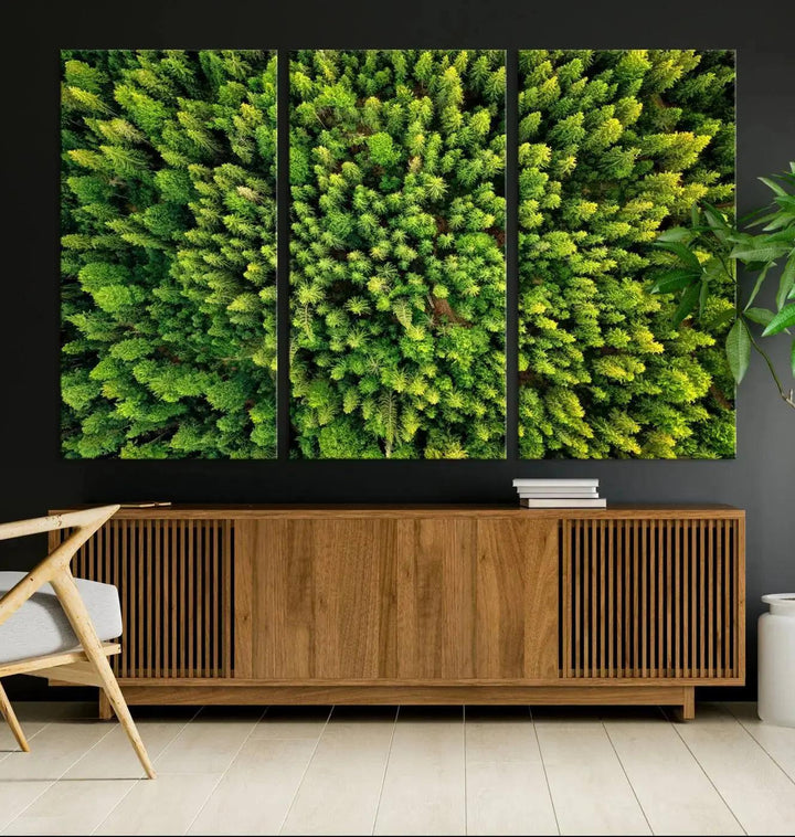 Extra Large Aerial Green Forest Printed on Canvas Framed Wall Art