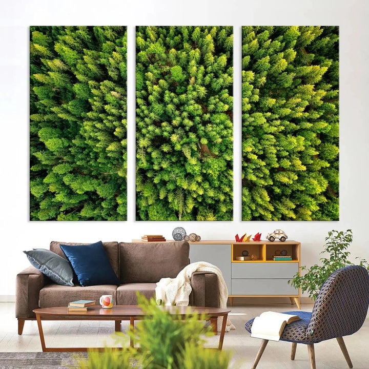 Extra Large Aerial Green Forest Printed on Canvas Framed Wall Art