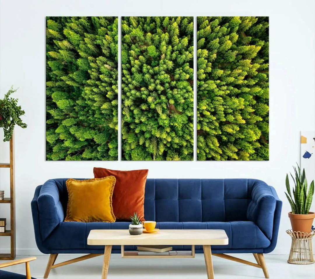 Extra Large Aerial Green Forest Printed on Canvas Framed Wall Art