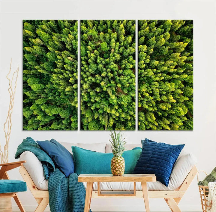 Extra Large Aerial Green Forest Printed on Canvas Framed Wall Art