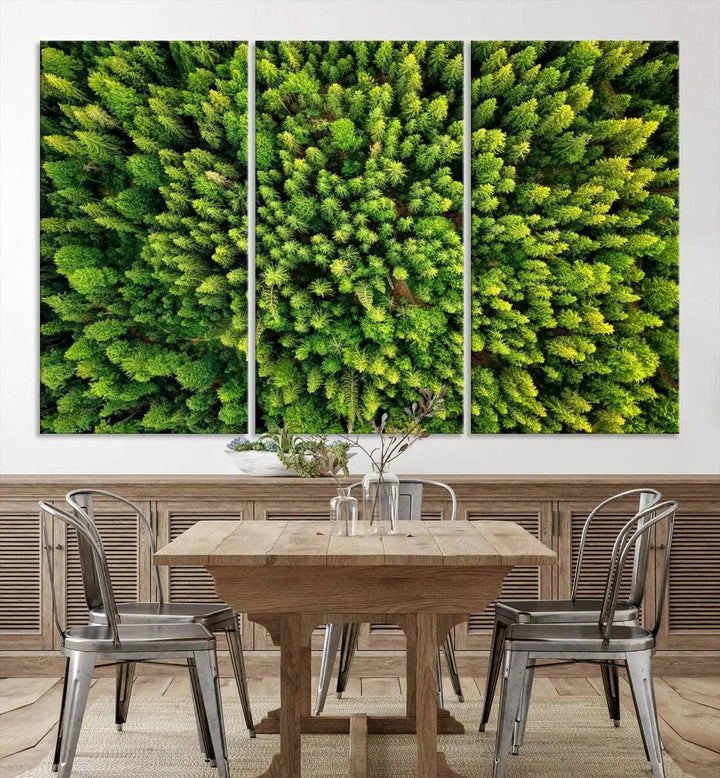 Extra Large Aerial Green Forest Printed on Canvas Framed Wall Art