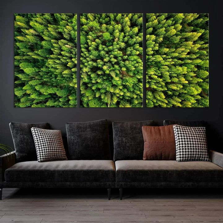 Extra Large Aerial Green Forest Printed on Canvas Framed Wall Art