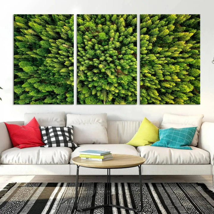 Extra Large Aerial Green Forest Printed on Canvas Framed Wall Art