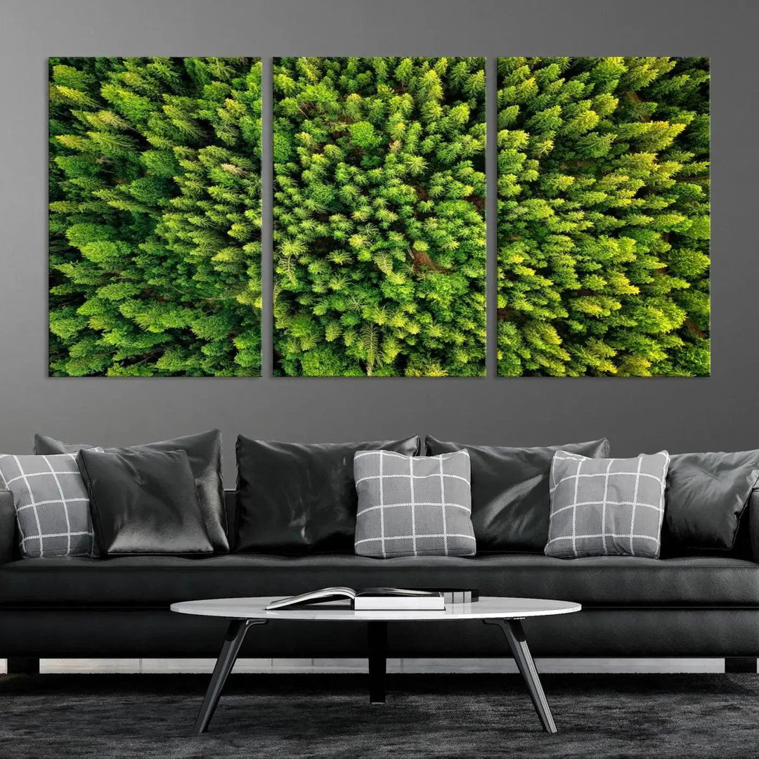 Extra Large Aerial Green Forest Printed on Canvas Framed Wall Art