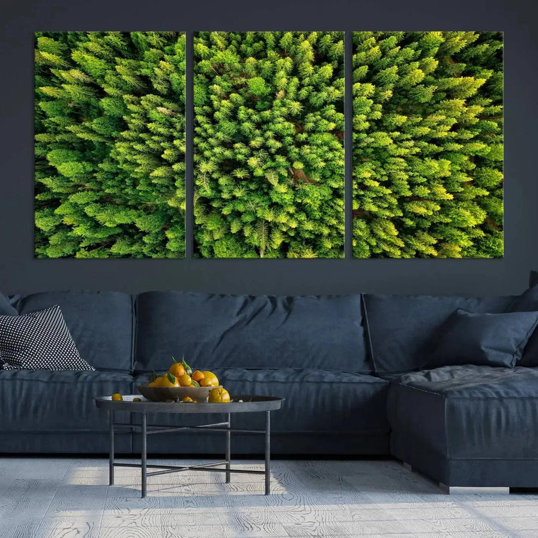 Extra Large Aerial Green Forest Printed on Canvas Framed Wall Art