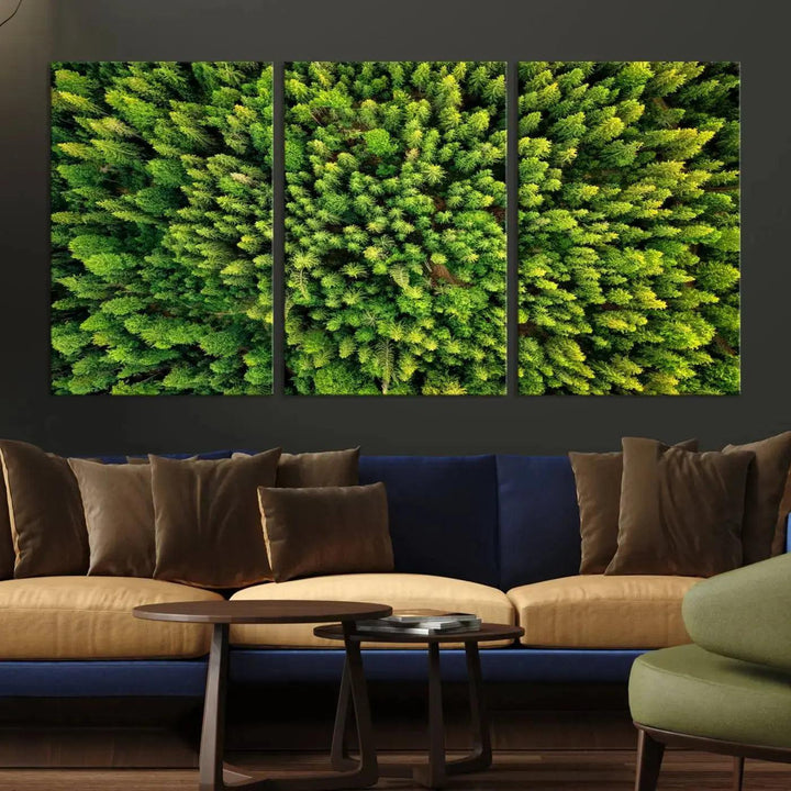 Extra Large Aerial Green Forest Printed on Canvas Framed Wall Art