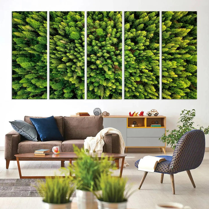 Extra Large Aerial Green Forest Printed on Canvas Framed Wall Art