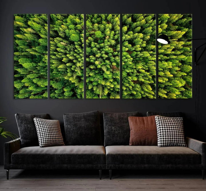 Extra Large Aerial Green Forest Printed on Canvas Framed Wall Art