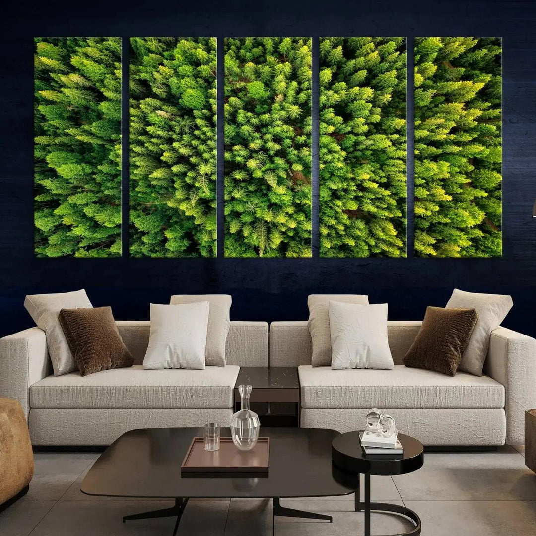 Extra Large Aerial Green Forest Printed on Canvas Framed Wall Art