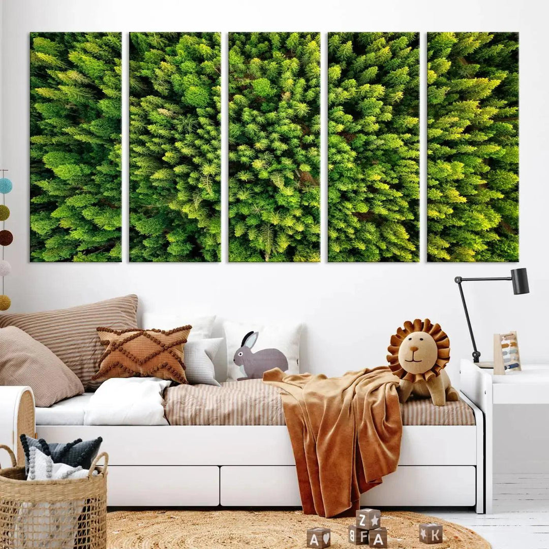 Extra Large Aerial Green Forest Printed on Canvas Framed Wall Art