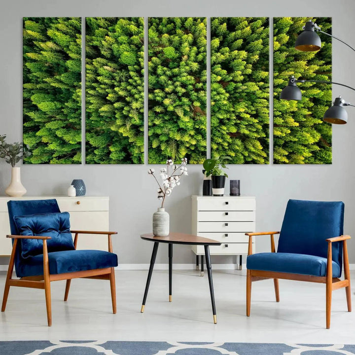 Extra Large Aerial Green Forest Printed on Canvas Framed Wall Art