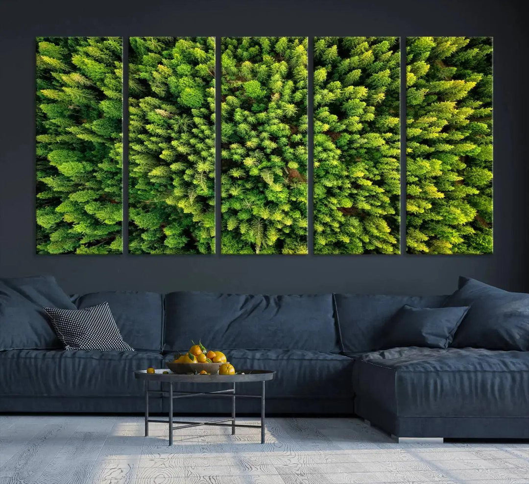 Extra Large Aerial Green Forest Printed on Canvas Framed Wall Art