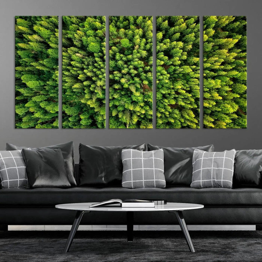 Extra Large Aerial Green Forest Printed on Canvas Framed Wall Art