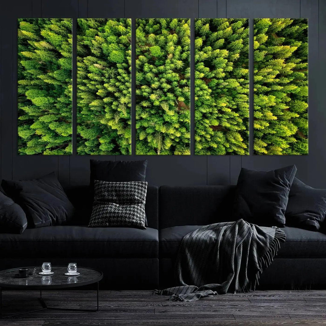 Extra Large Aerial Green Forest Printed on Canvas Framed Wall Art