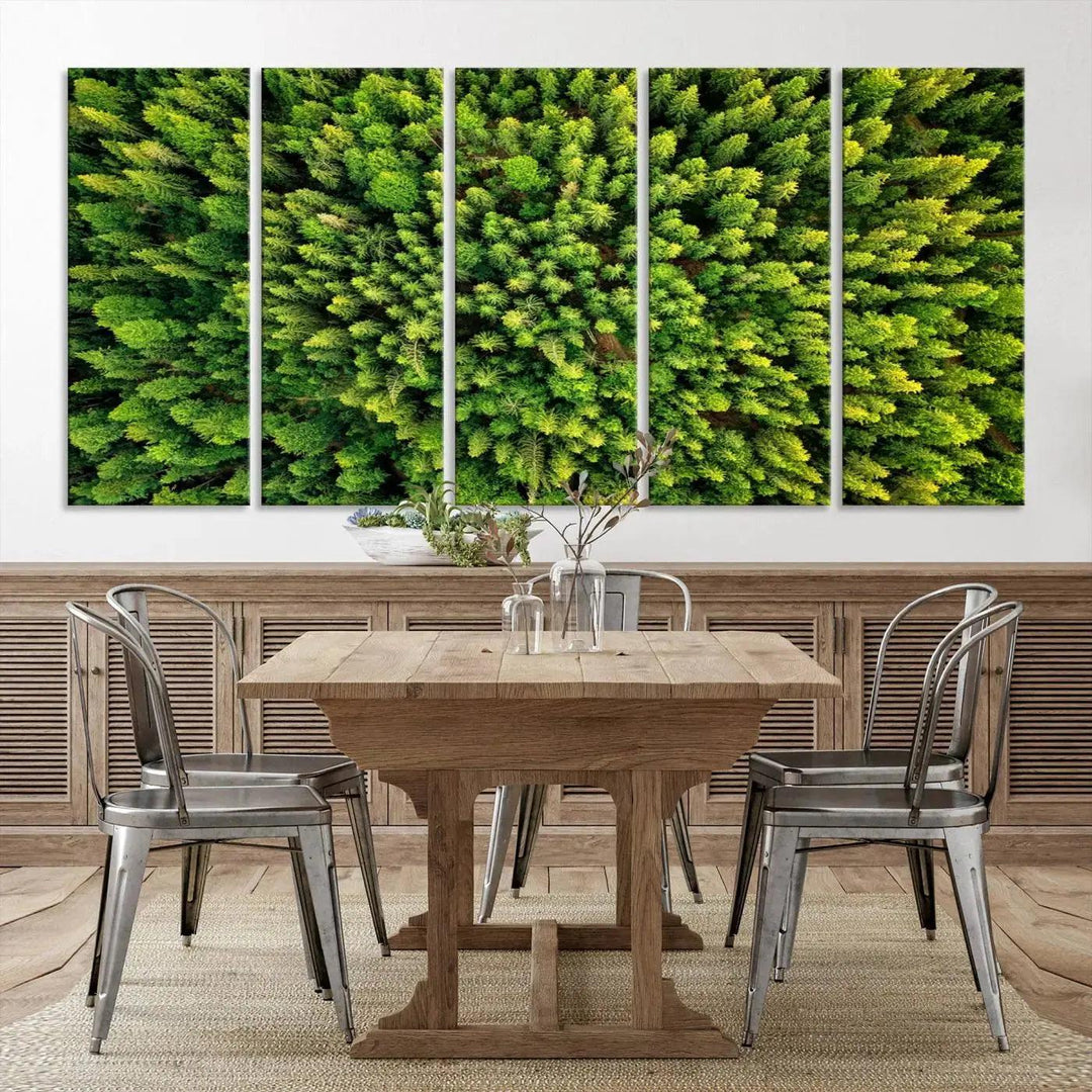 Extra Large Aerial Green Forest Printed on Canvas Framed Wall Art