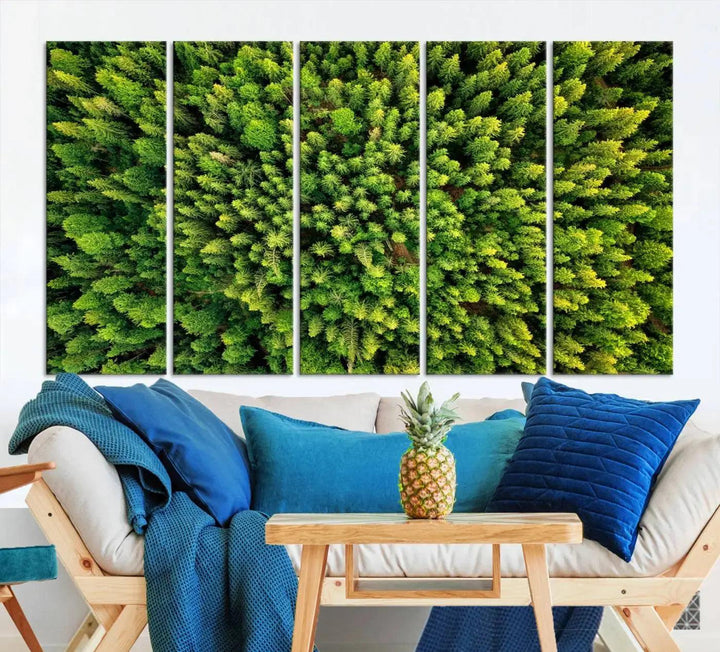 Extra Large Aerial Green Forest Printed on Canvas Framed Wall Art