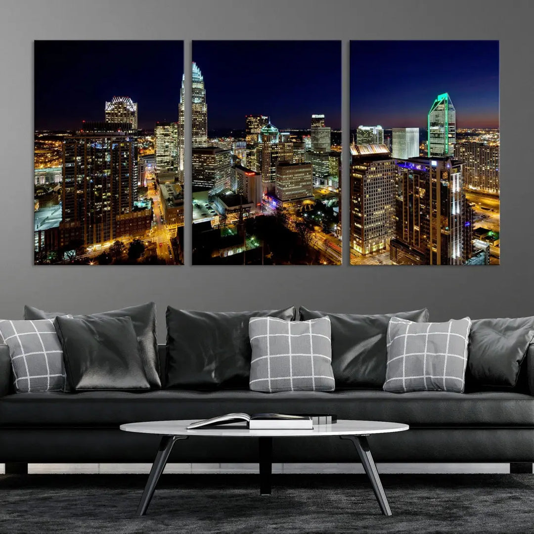 Extra Large Atlanta City Lights Night Skyline Cityscape Wall Art Canvas Print