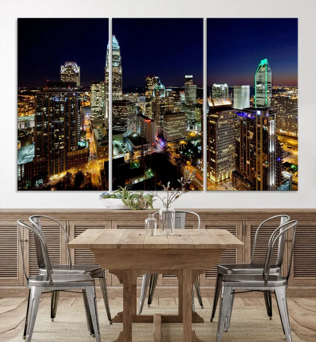 Extra Large Atlanta City Lights Night Skyline Cityscape Wall Art Canvas Print