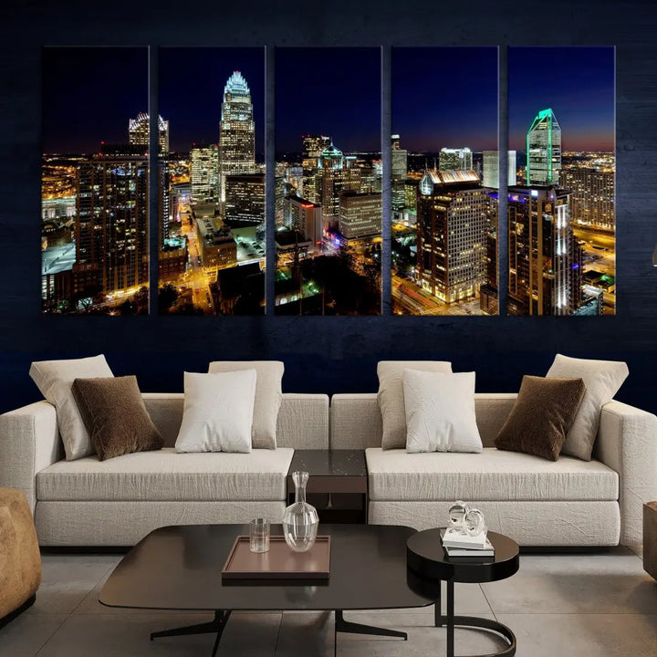 Extra Large Atlanta City Lights Night Skyline Cityscape Wall Art Canvas Print