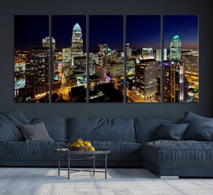 Extra Large Atlanta City Lights Night Skyline Cityscape Wall Art Canvas Print