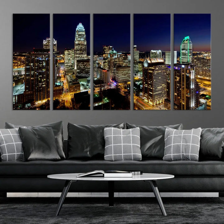 Extra Large Atlanta City Lights Night Skyline Cityscape Wall Art Canvas Print