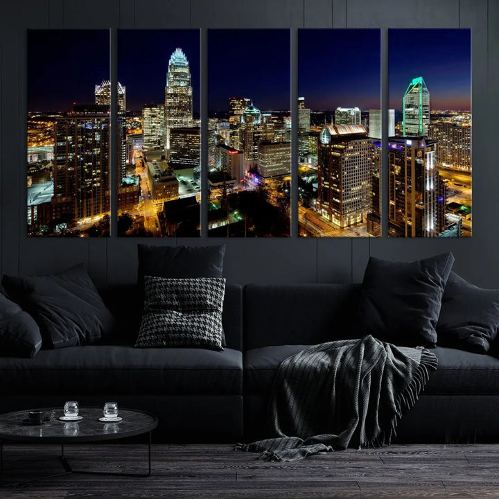 Extra Large Atlanta City Lights Night Skyline Cityscape Wall Art Canvas Print