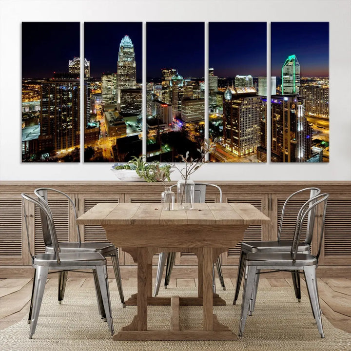 Extra Large Atlanta City Lights Night Skyline Cityscape Wall Art Canvas Print