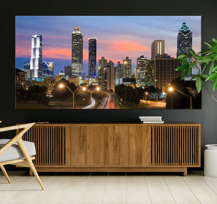 Extra Large Atlanta Cityscape Sunset Skyline Canvas Print for Wall Decor