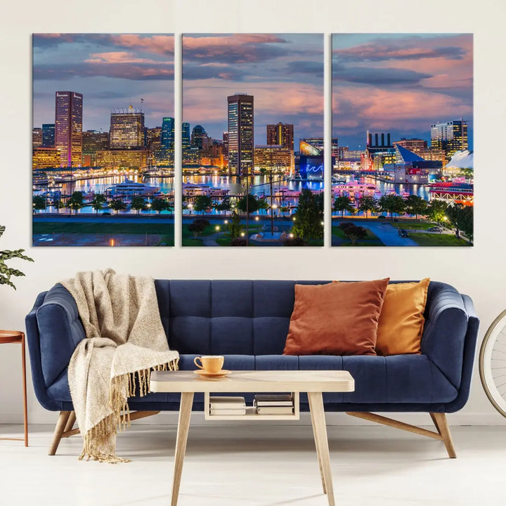 Extra Large Baltimore Cityscape Wall Art Print Skyline Canvas Apartment Decor