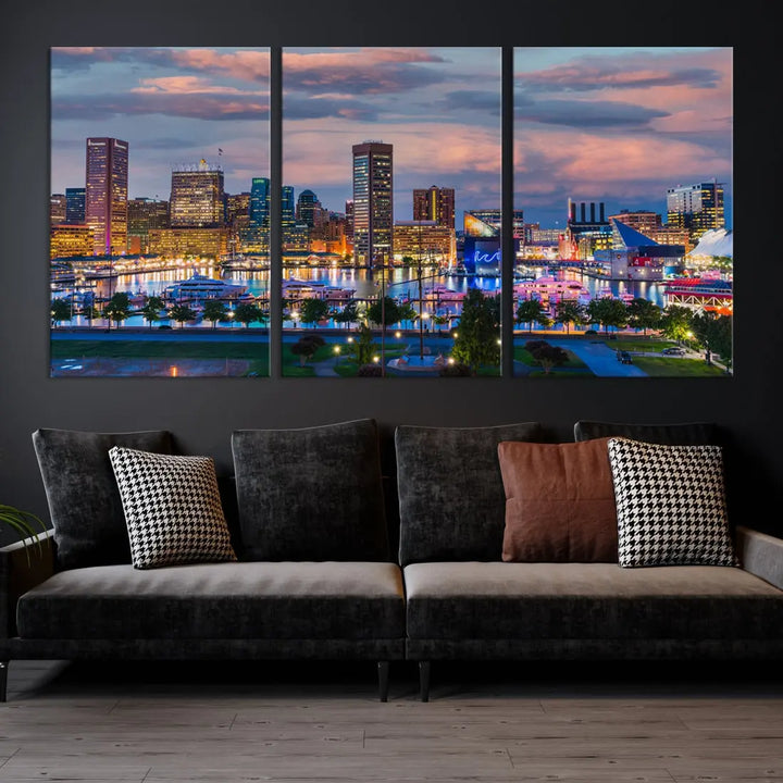 Extra Large Baltimore Cityscape Wall Art Print Skyline Canvas Apartment Decor