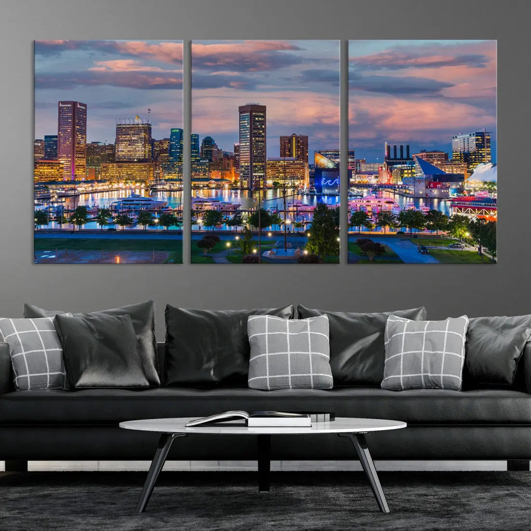 Extra Large Baltimore Cityscape Wall Art Print Skyline Canvas Apartment Decor