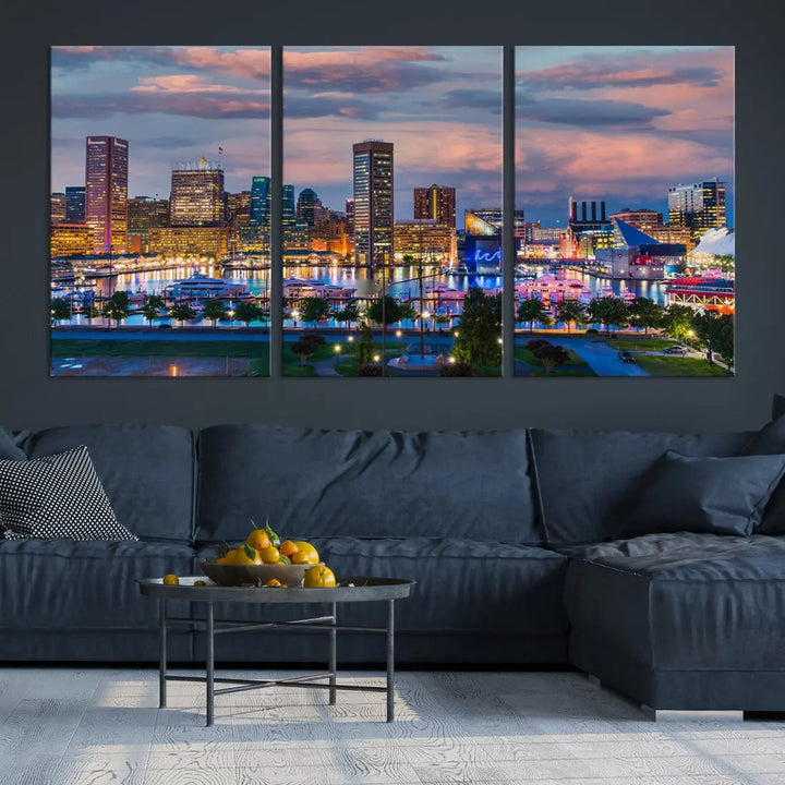 Extra Large Baltimore Cityscape Wall Art Print Skyline Canvas Apartment Decor