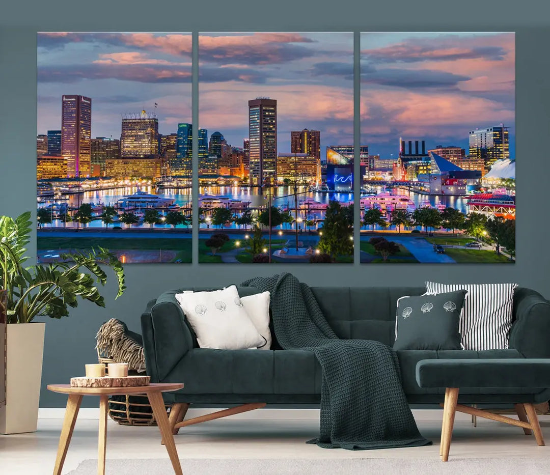 Extra Large Baltimore Cityscape Wall Art Print Skyline Canvas Apartment Decor