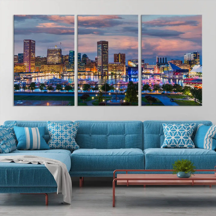 Extra Large Baltimore Cityscape Wall Art Print Skyline Canvas Apartment Decor