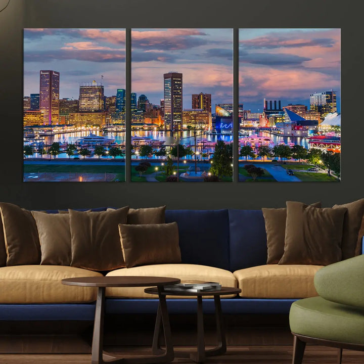 Extra Large Baltimore Cityscape Wall Art Print Skyline Canvas Apartment Decor